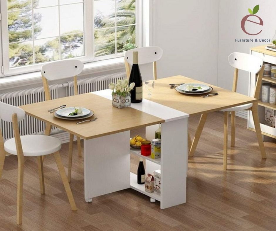 Mẫu bàn ăn gấp gọn giúp tiết kiệm không gian căn nhà