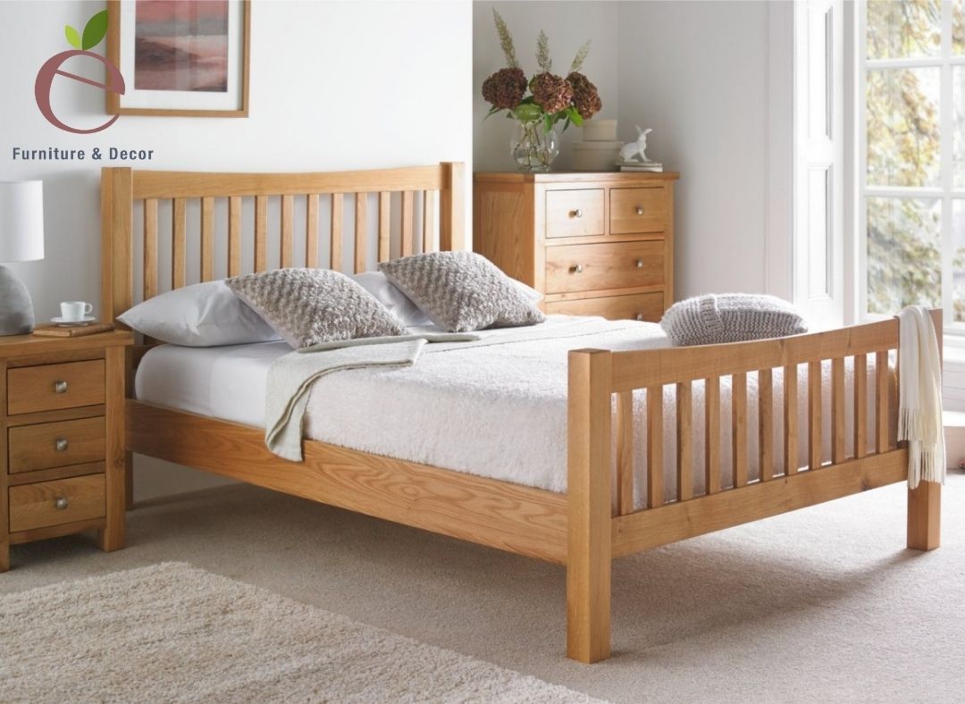 Giường ngủ gỗ sồi mỹ tạo điểm nhấn cho căn phòng của bạn