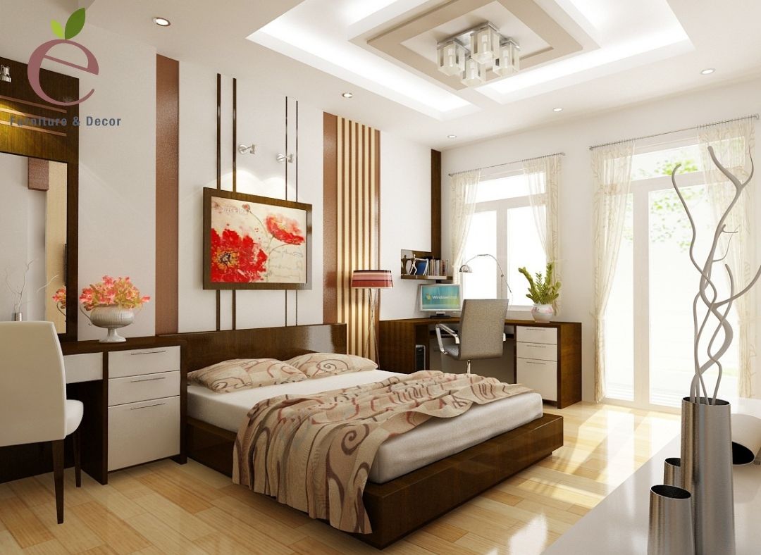 Phòng ngủ được thiết kế theo phong cách hiện đại, sang trọng 