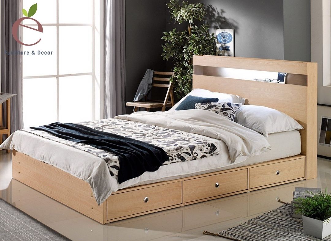 Giường đơn 1m2 được chế tác từ gỗ công nghiệp với giá thành siêu mềm