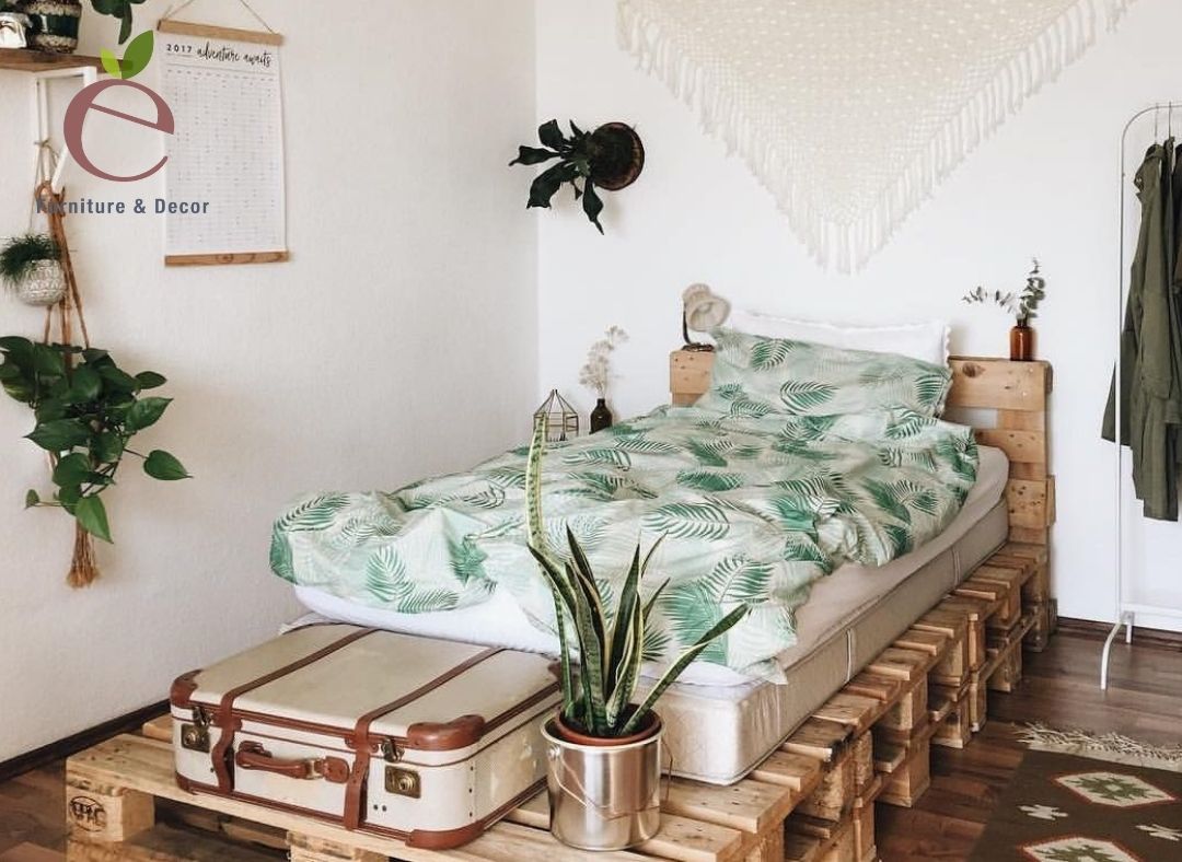 Giường gỗ pallet mini phù hợp với không gian phòng nhỏ hẹp 