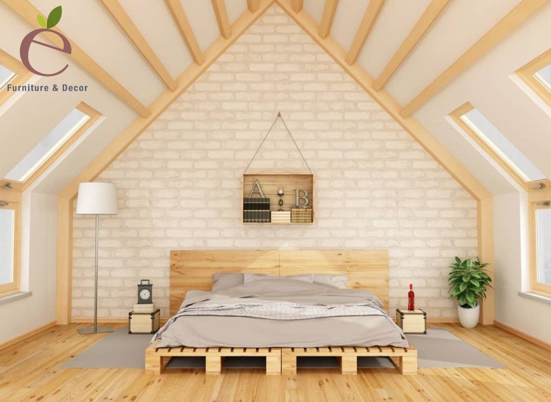 Giường ngủ gỗ pallet với thiết kết giản đơn nhưng luôn giữ nét tinh tế