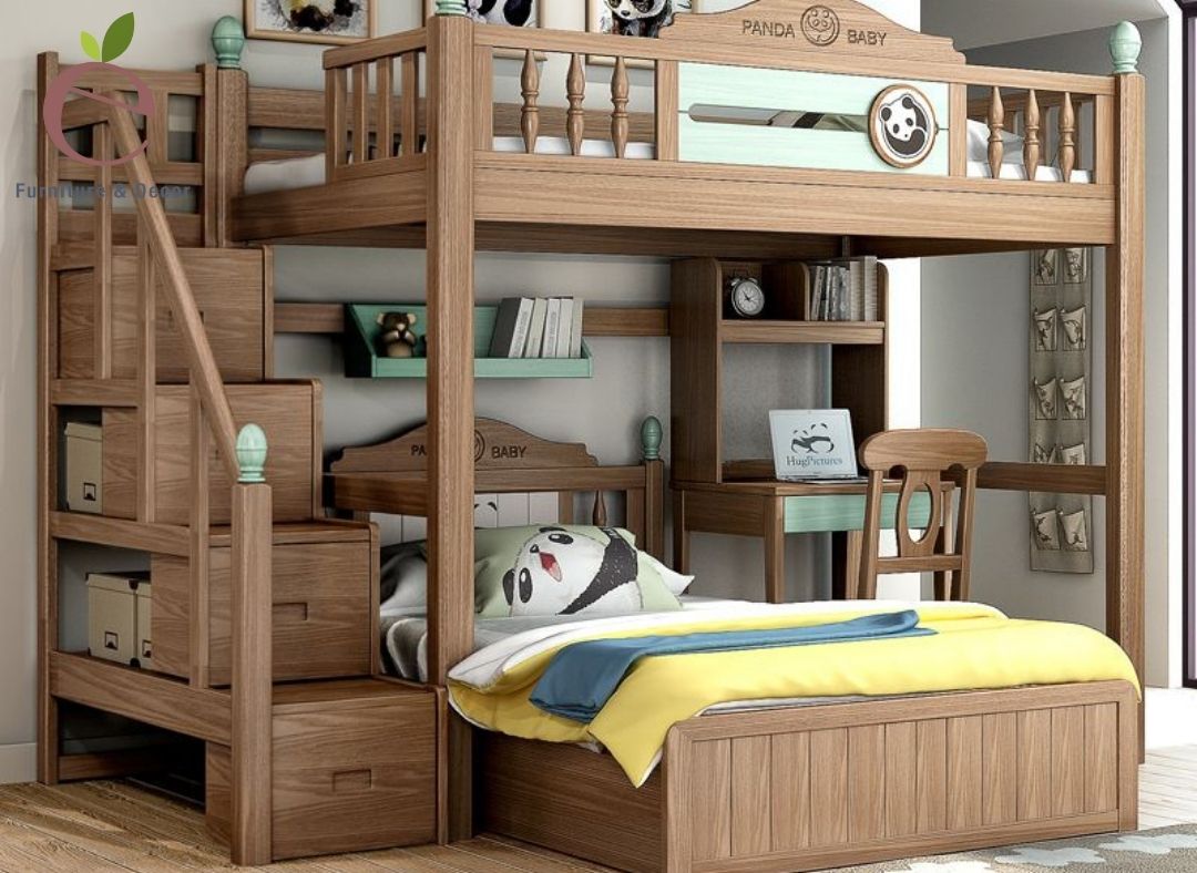 Giường tầng bằng gỗ cho bé trai 
