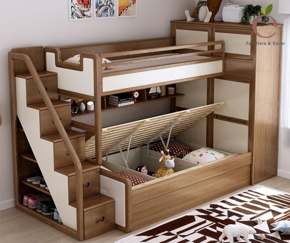 Mẫu giường tầng cho bé bằng gỗ