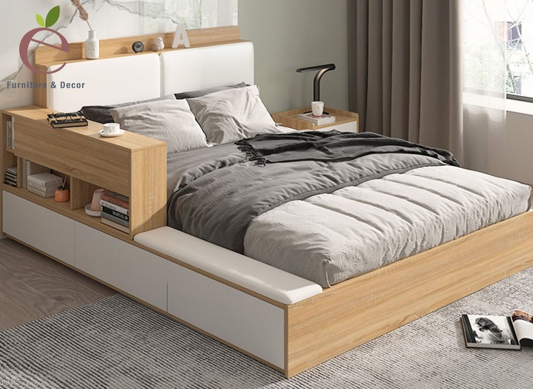Mẫu giường ngủ gỗ công nghiệp tinh thế cho nội thất phòng ngủ 