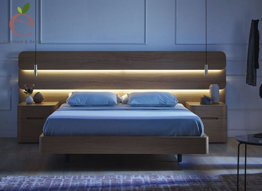 Giường ngủ có gắn đèn led hiện đại