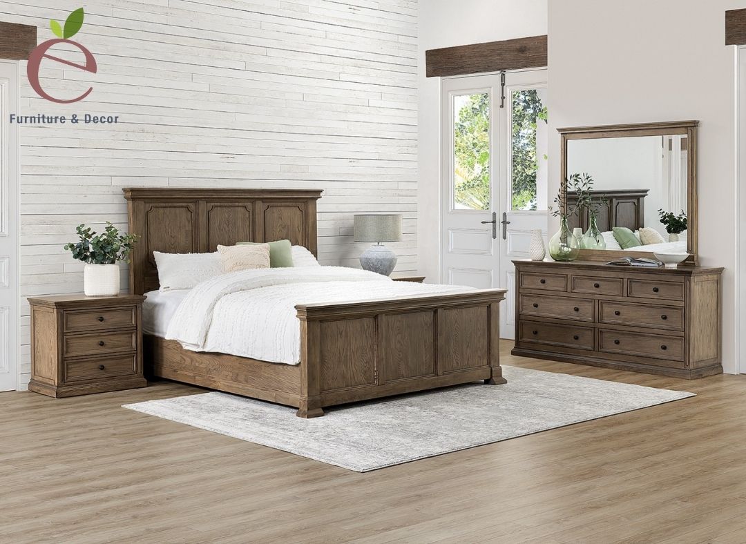 Mẫu giường ngủ với chất liệu gỗ tự nhiên 