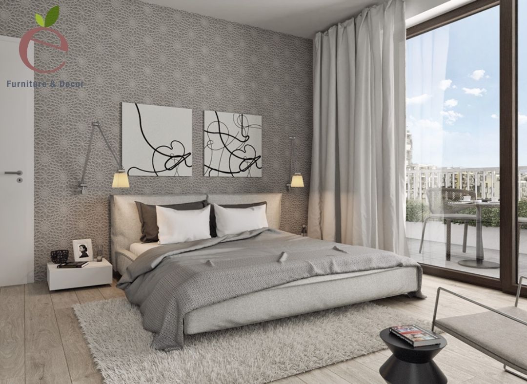 Phòng ngủ với thiết kế tone màu xám ấm áp