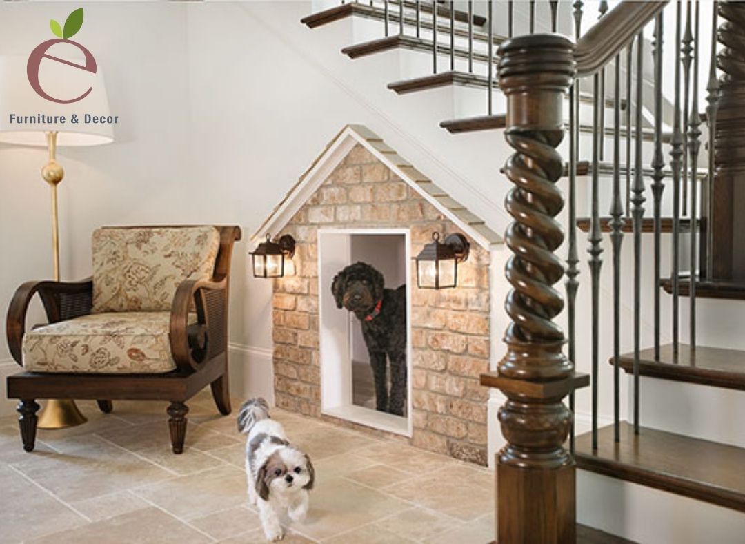 Thiết kế gầm cầu thang đẹp với ngôi nhà cho thú cưng