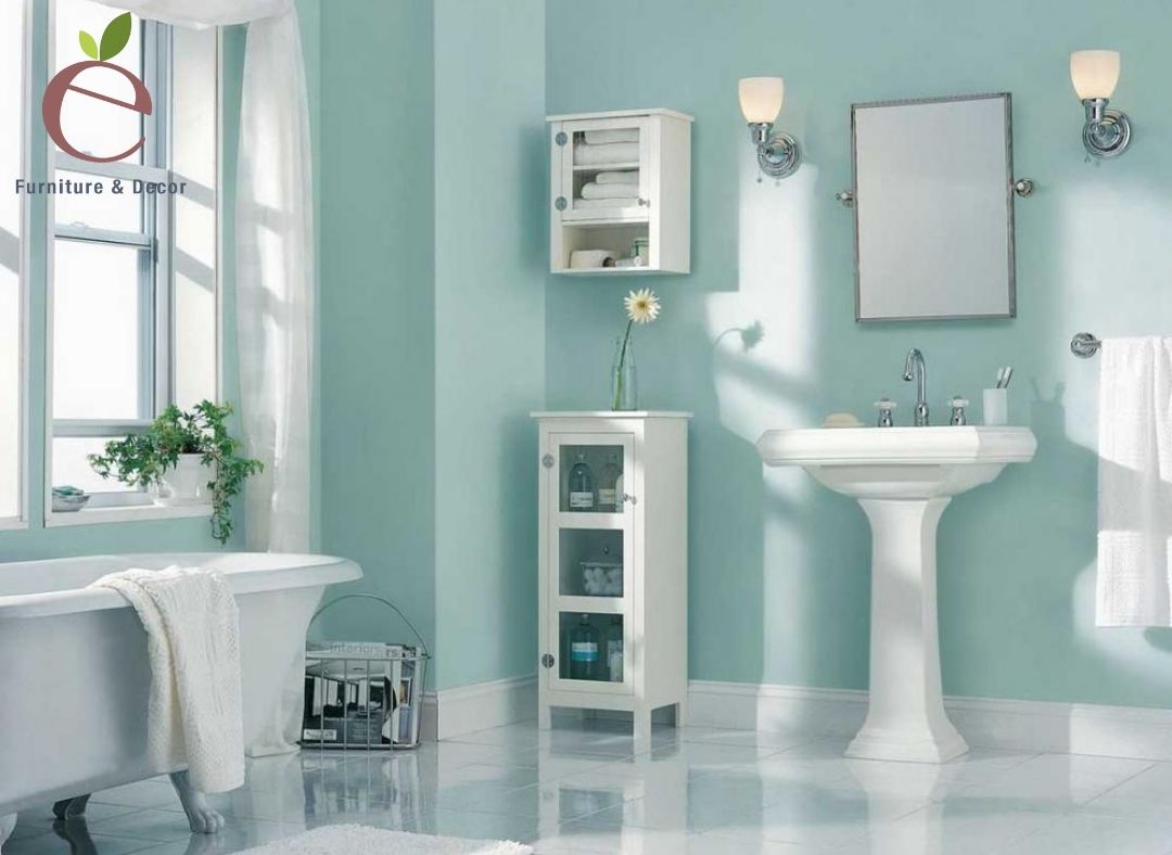 Phòng tắm màu xanh pastel bắt mắt 